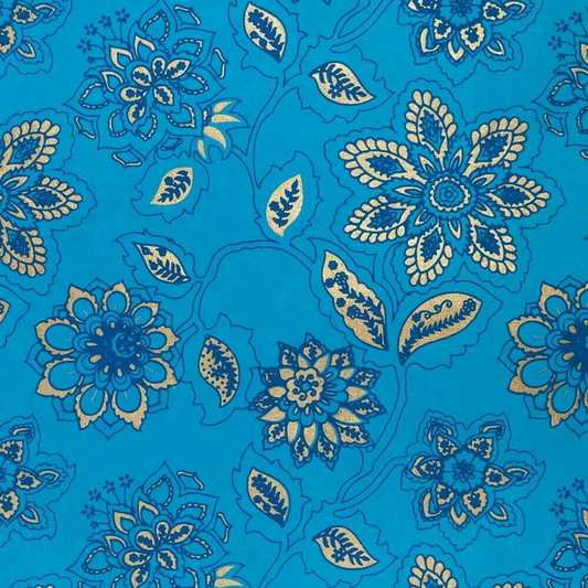 Blue Dahlia Print Gift Wrap