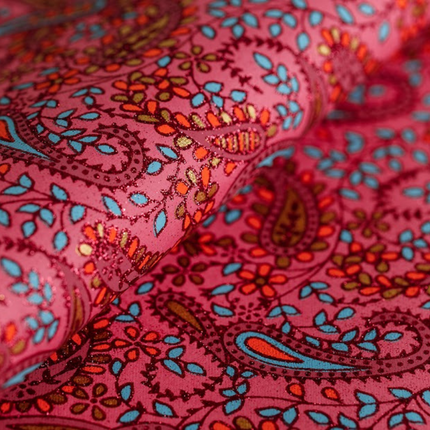 Multi Coloured Pink Paisley Gift Wrap