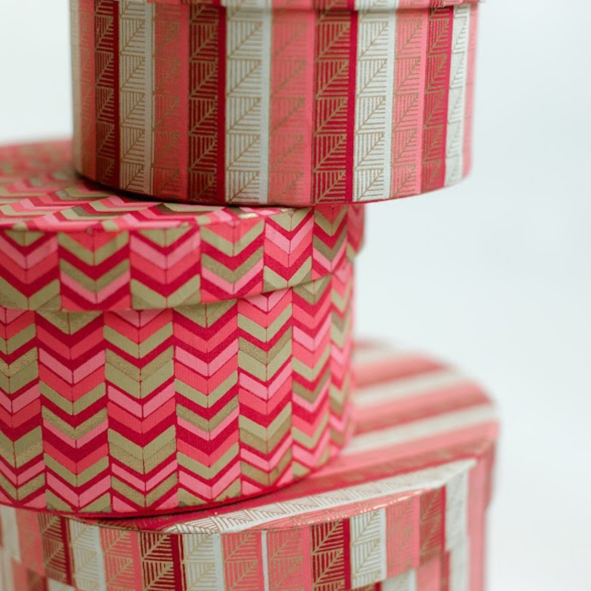 Ananya Red, Coral and Pink Tones of Colour Round Box Nest Set