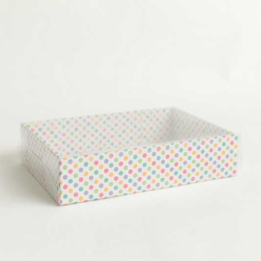 Multi Coloured Polka Dot Hamper Tray with Clear Lid