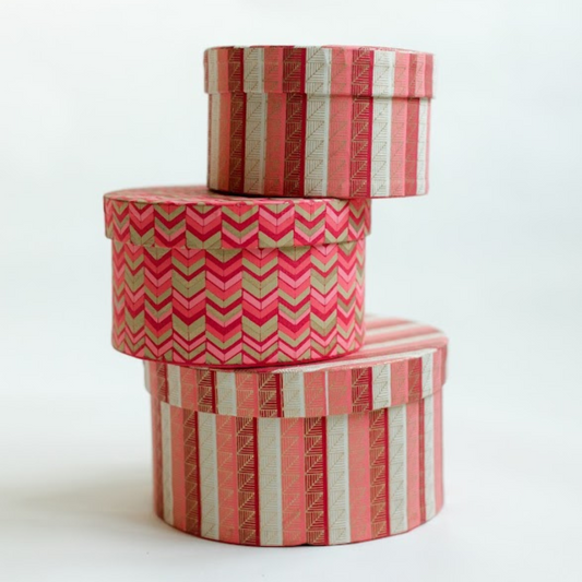 Ananya Red, Coral and Pink Tones of Colour Round Box Nest Set