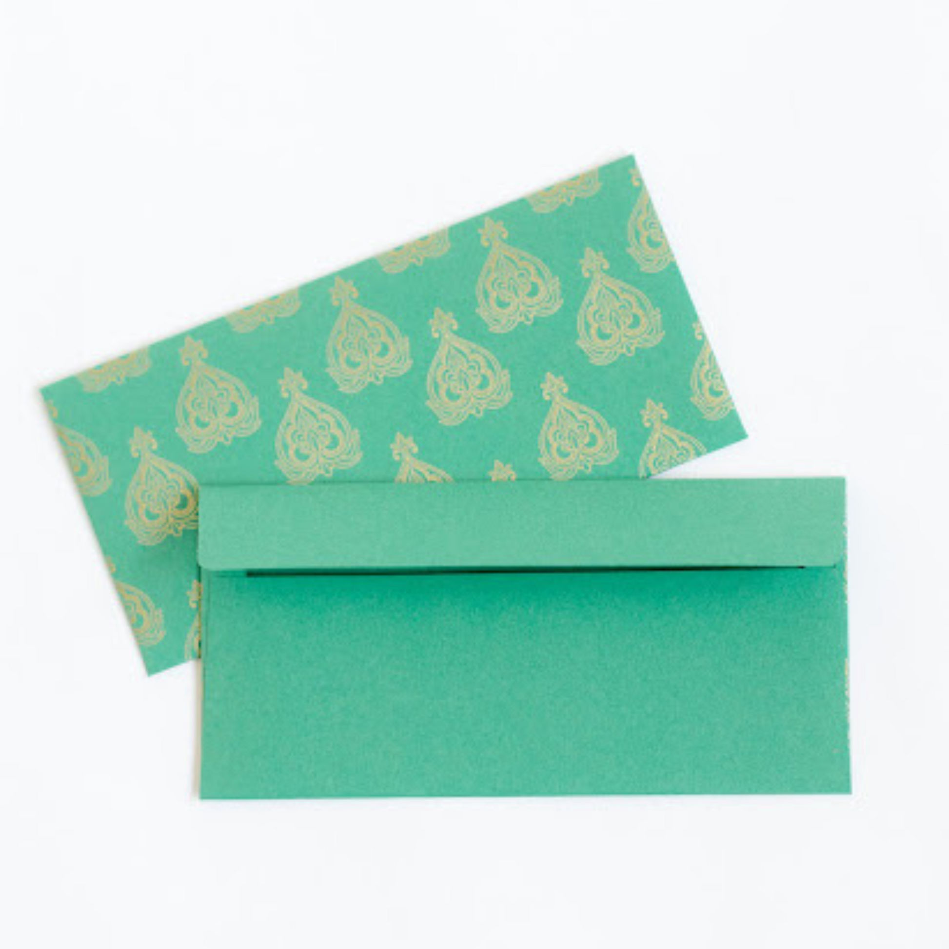 pack of 5 green and gold shugun wedding envelopes
