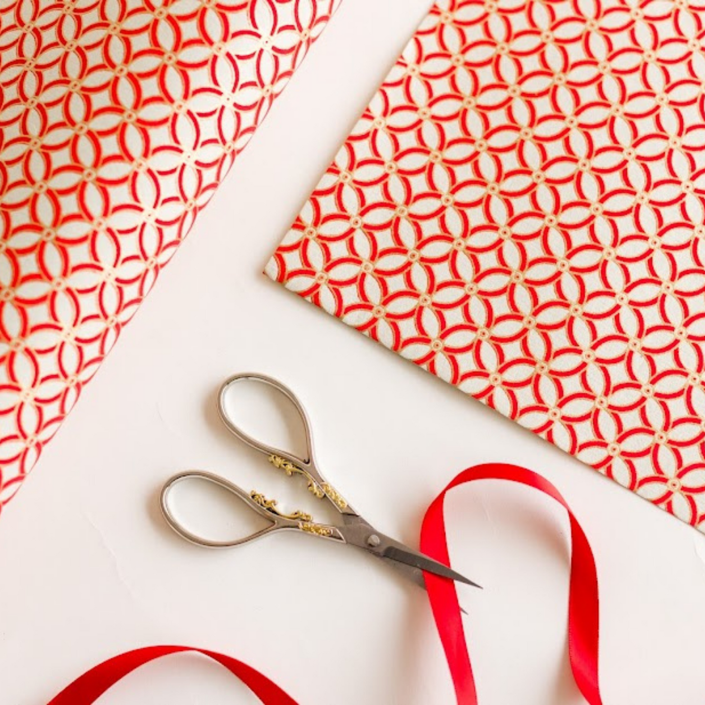 Geo Red and Gold Luxury Handmade Gift Wrap