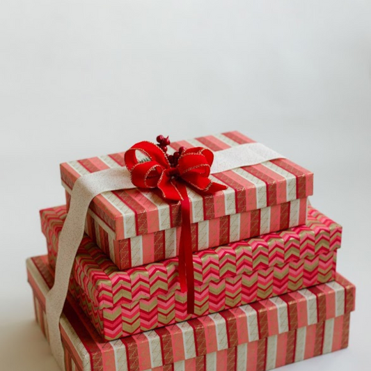 Ananya Red, Coral and Pink Tones of Colour Rectangle Box Nest Set