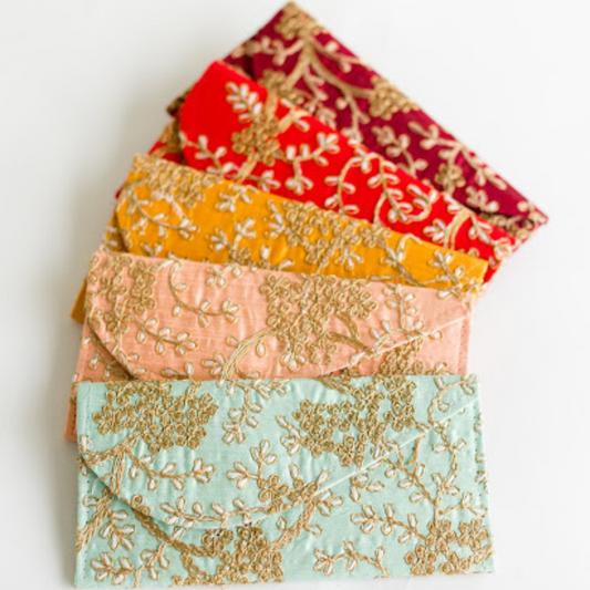 5 Embroidered Money Gift Envelopes