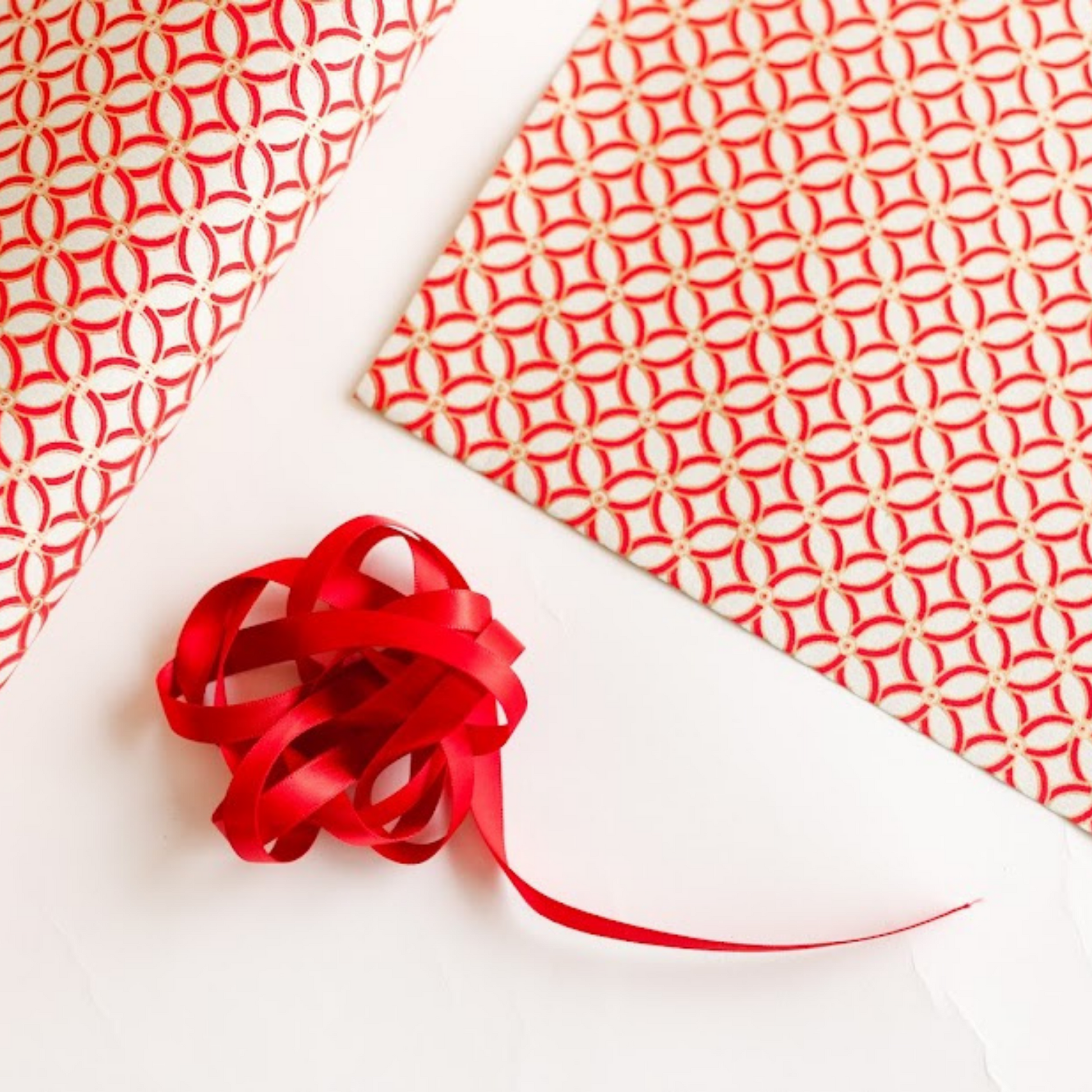 Geo Red and Gold Luxury Handmade Gift Wrap