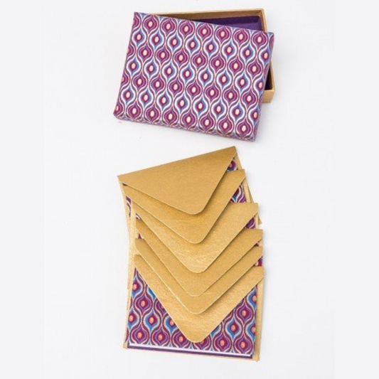 Purple Peacock Plume Blank Notecards with envelope box set