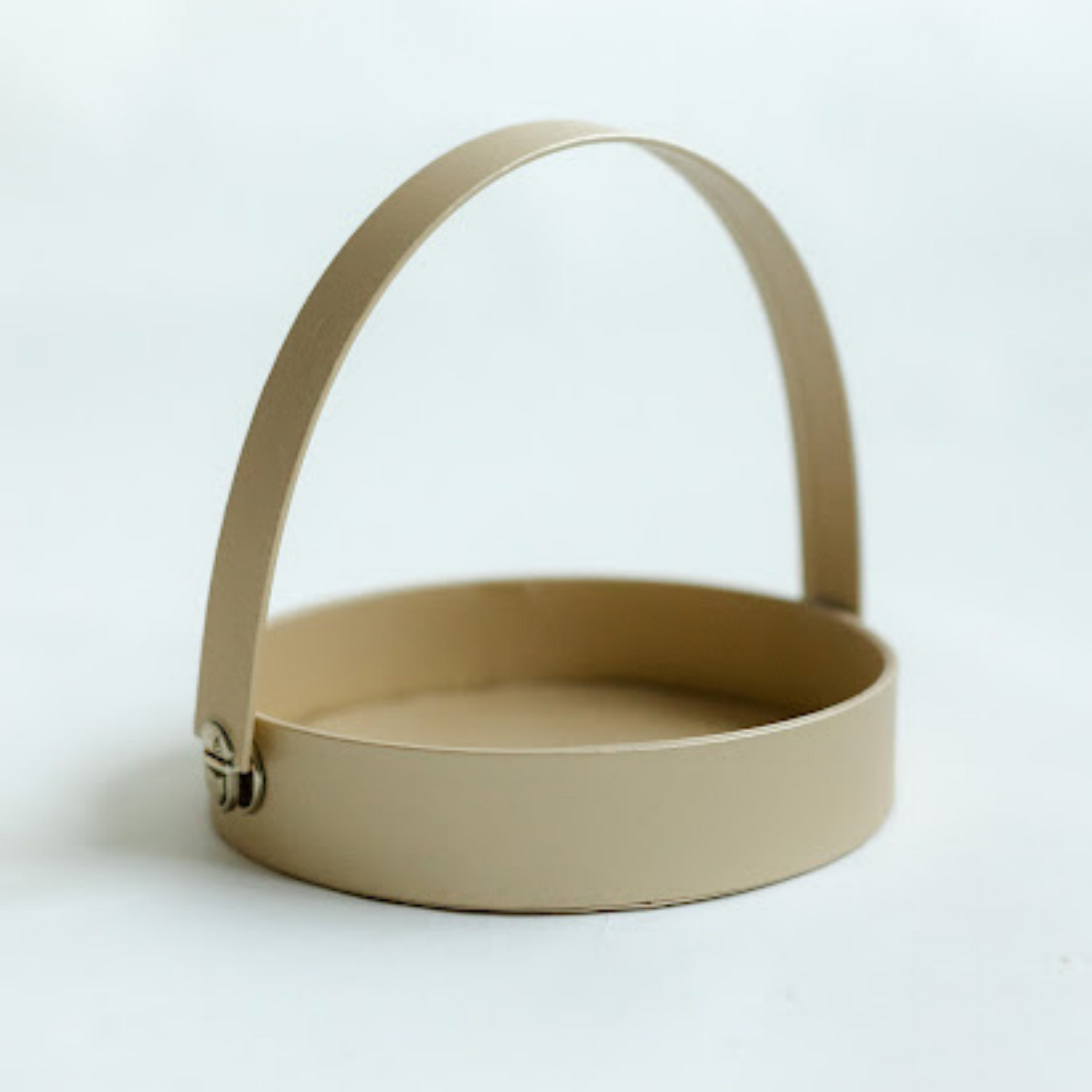 Gold Leatherette Round Hamper Basket