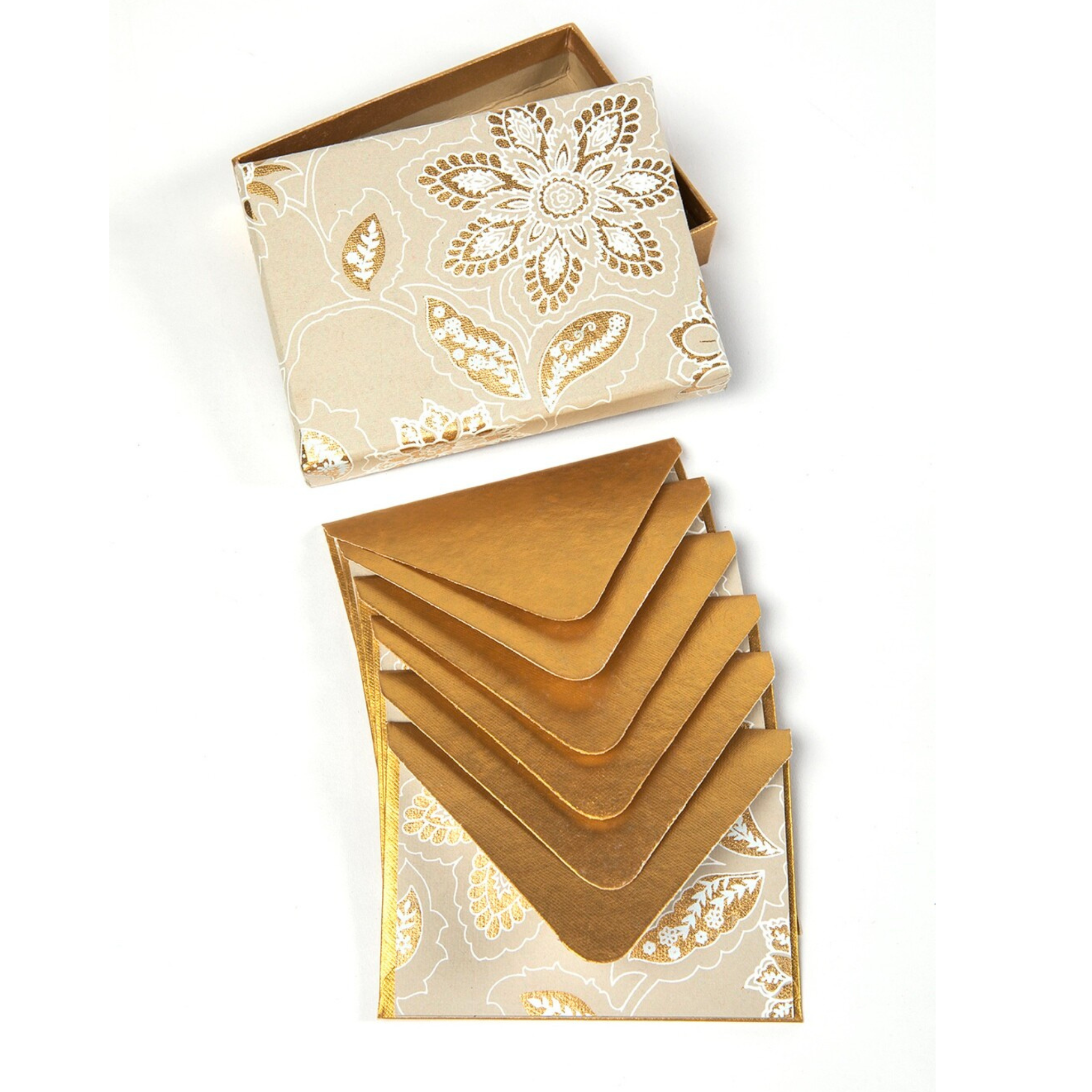 Note Card Monthly Box Dahlia Blank Gold Notecards with envelope box set – Decorasian