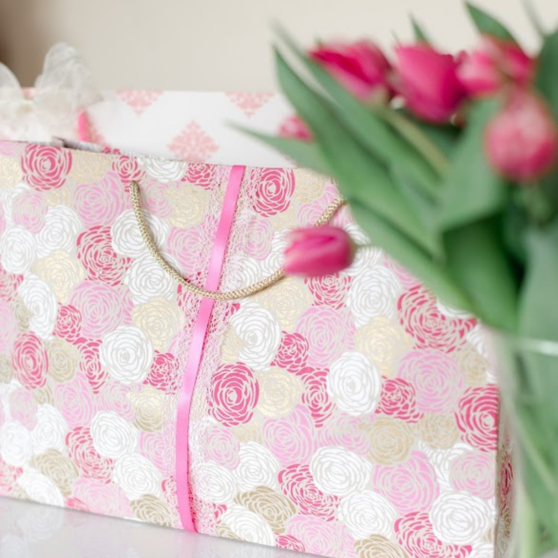 Large gift bag in Floral Pink exra large Jumbo Gift Bag