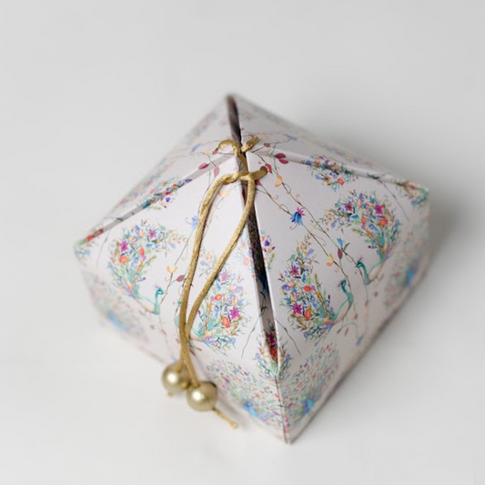 Dancing Peacock Beige and Blue Gift Box