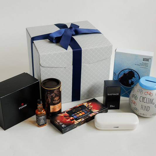 pearl grey patterned cube box is perfect gift packaging for men, corporate, client appreciation gifting