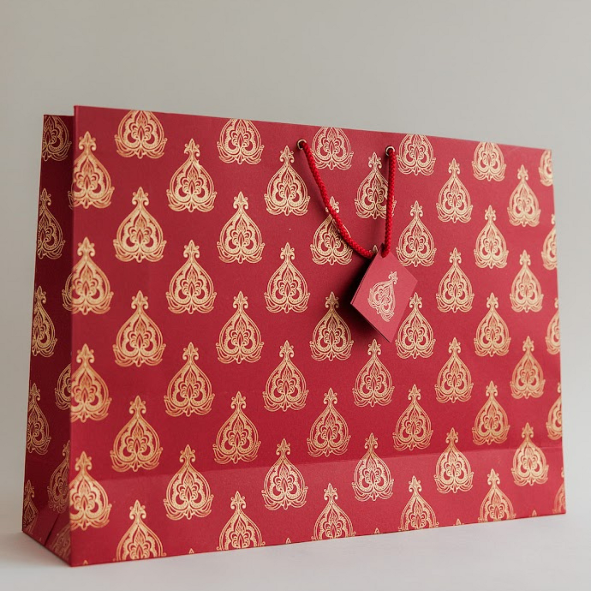 Red Mughal Leaf Large Gift Bag