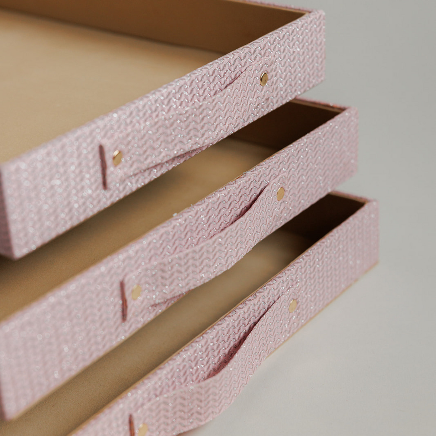 Azar Light Pink Shimmer Hamper Tray Set