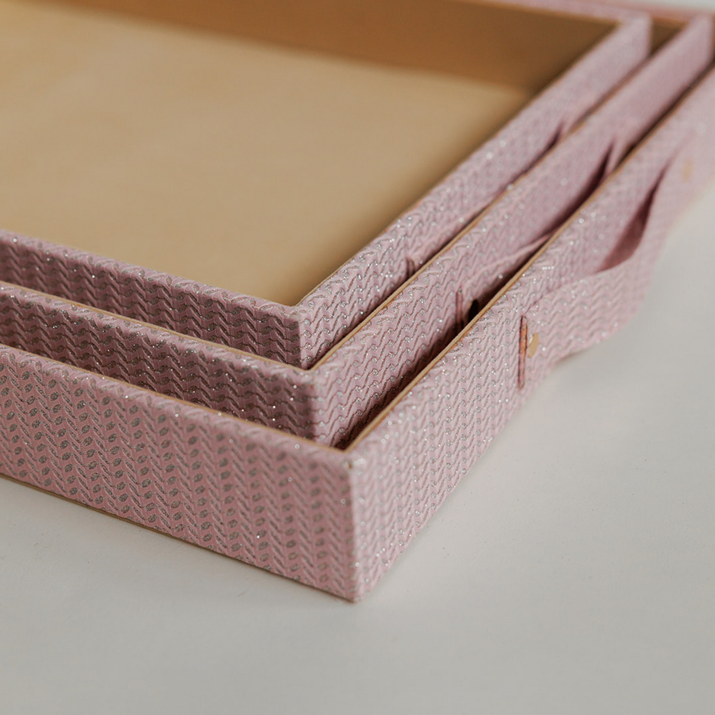Azar Light Pink Shimmer Hamper Tray Set