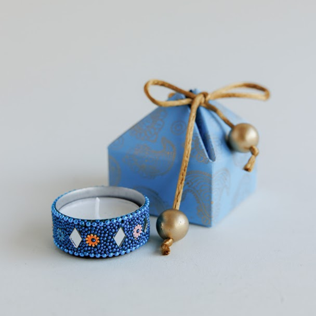 Mini Paisley Gift Boxes with Beaded Tea Light Holders