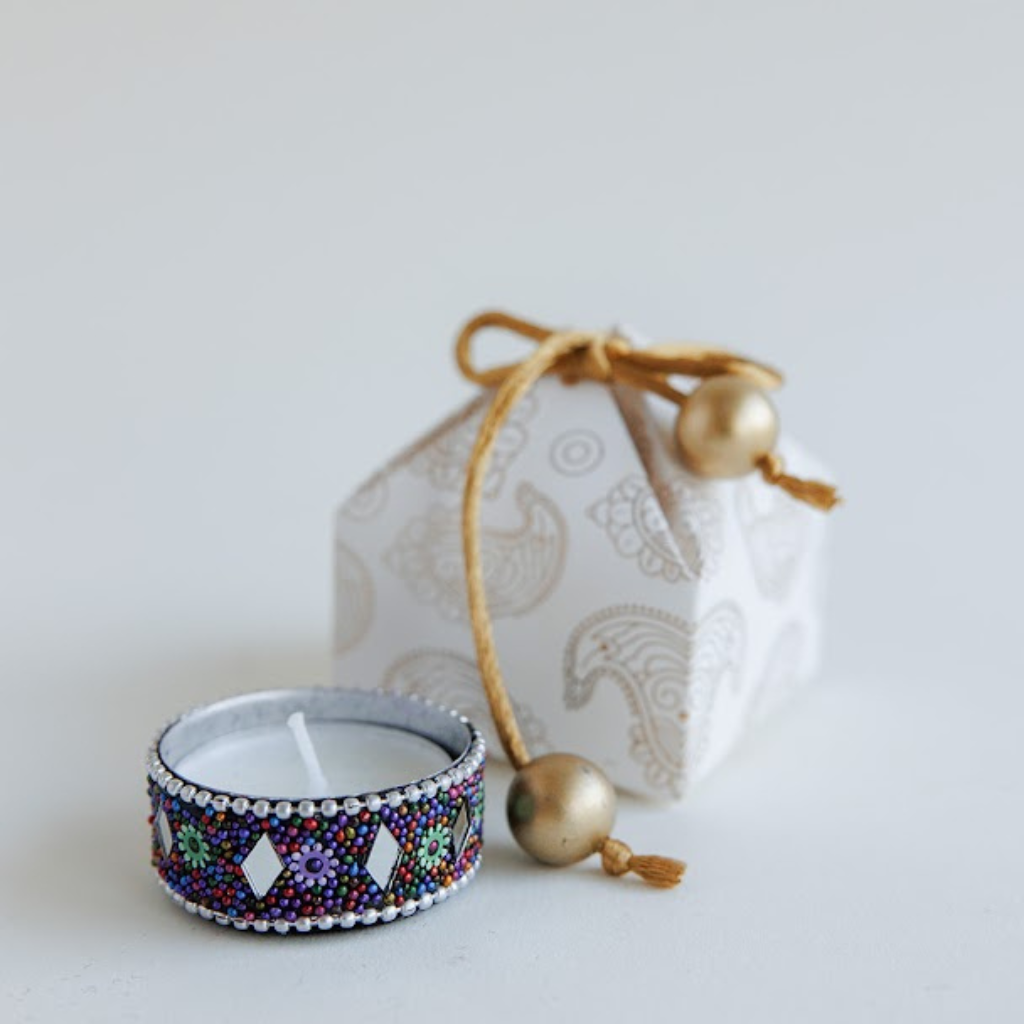 Mini Paisley Gift Boxes with Beaded Tea Light Holders