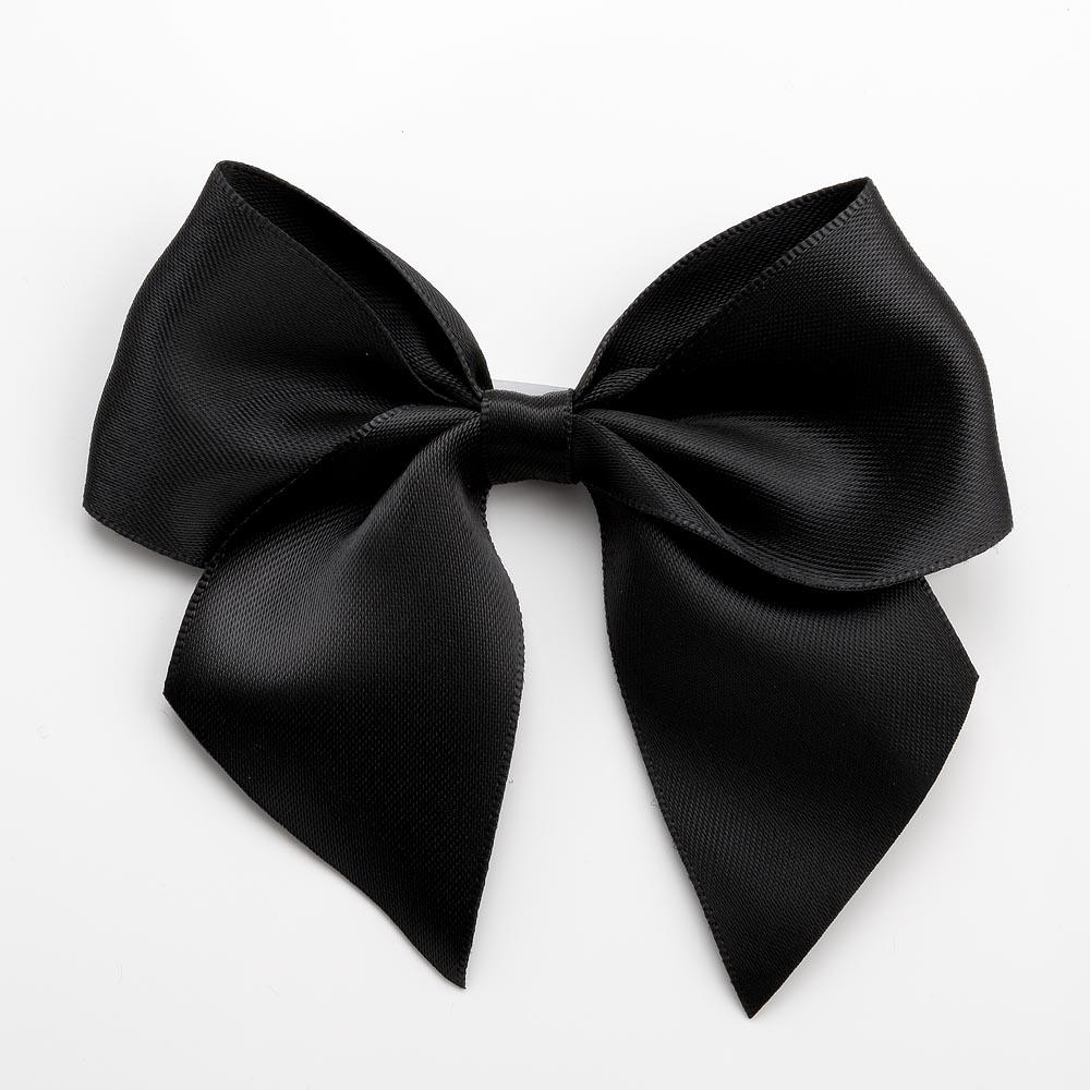 Black Satin Ribbon Bow 10cm pack of 6