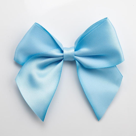 Pale Blue Satin Ribbon Bow 10cm